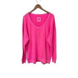 Aerie Hot Pink Over Size round neck Top size small